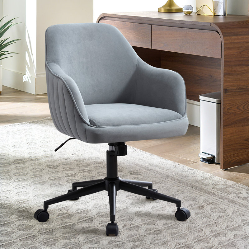 Velvet Fabric Swivel Office Chair, Grey