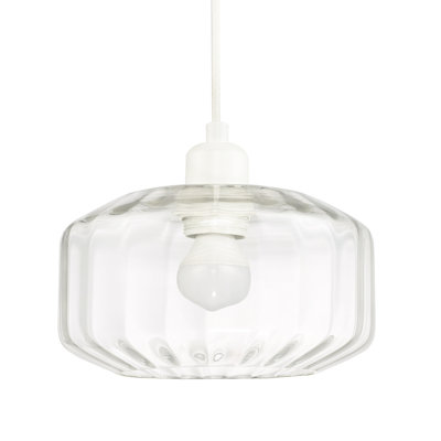 13cm H Glass Drum Pendant Shade ( Screw On )