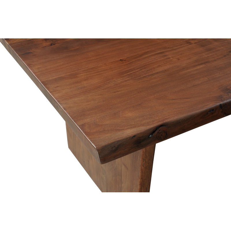 11-Piece Live Edge Solid Wood Dining Set, Brown, Gray/Black