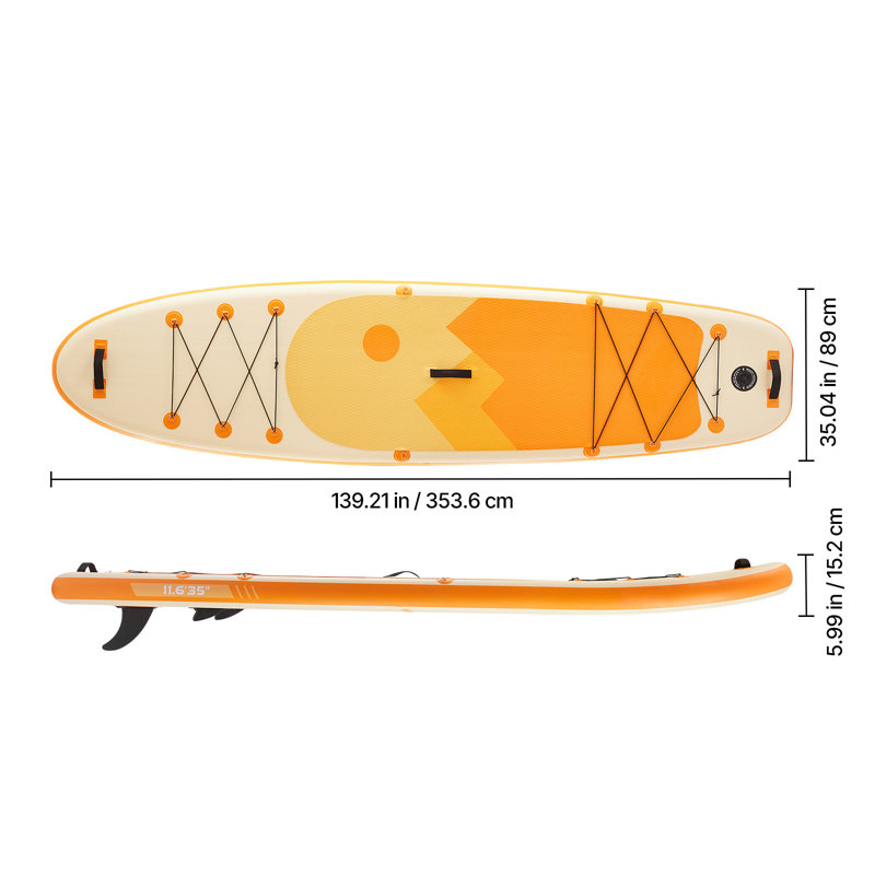 Planche de pagaie debout gonflable, planche de SUP de 11,6 pi x 35 po x 6 po de large, tous les accessoires inclus, pompe, pagaie, aileron, sac à dos, laisse de cheville, sangle, plate-forme antidérapante pour les jeunes et les adultes