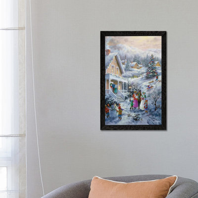Carolers by Nicky Boehme - Floater Frame Painting on Canvas