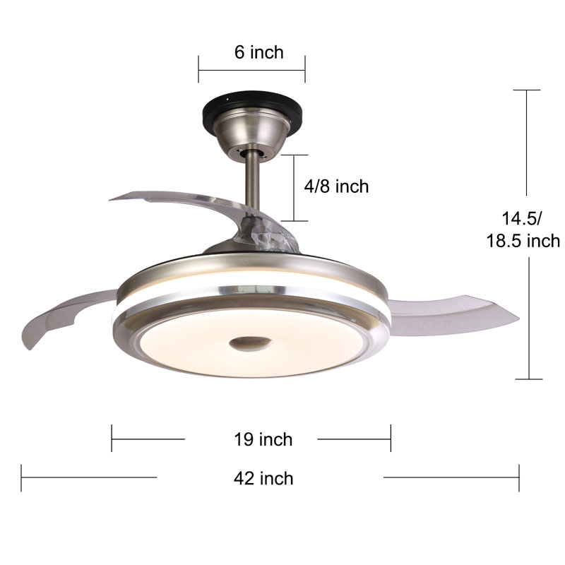 Lustre à DEL 42 pouces avec télécommande 6 lumières pour ventilateur de plafond avec télécommande