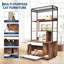 Mobilier moderne pour litière avec étagère de rangement à 4 niveaux, meuble dissimulé pour litière avec griffoir et tapis rembourré, niche intérieure peu encombrante, brun vintage