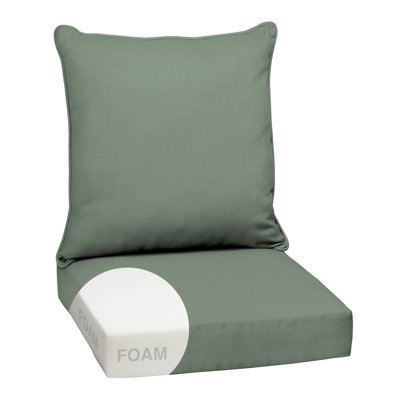 ARDEN earthFIBER Outdoor Foam Deep Seat Cushion Set, 24 in x 24 in, Weather-Proof, Fade Resistant Patio Cushion, Bottom and Back Cushion for Chair, Sofa, and Couch Sage Green Texture