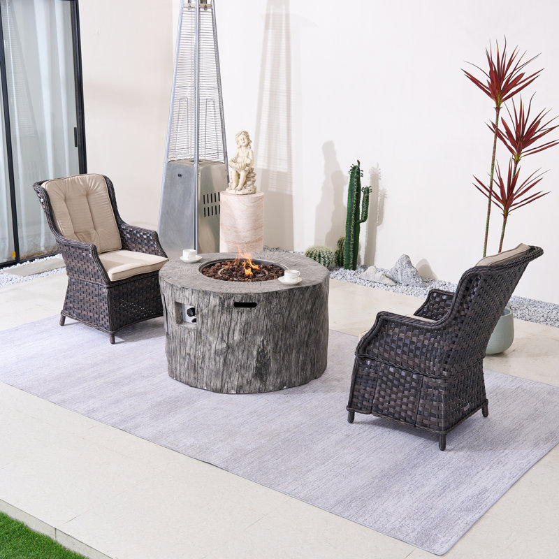 Ensemble de conversation pour terrasse d'extérieur en osier pour 2 personnes Margit, Beige, Brun