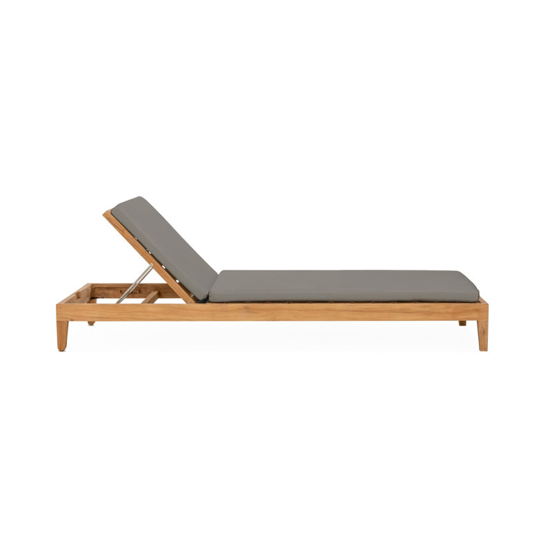 Classic Teak Chaise Lounge - Charcoal, Charcoal