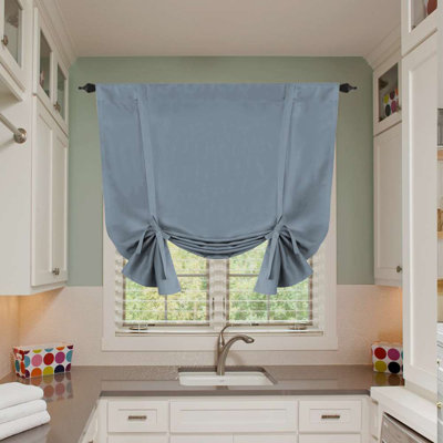 Curtain Thermal Insulated Tie Up Window Shade Light Blocking Curtains for Bathroom, Rod Pocket Single Panel