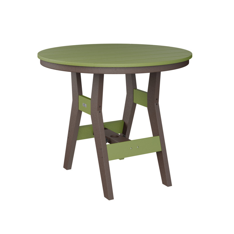 Harbor Outdoor Round Dining Table, Chocolate Brown, Seashell