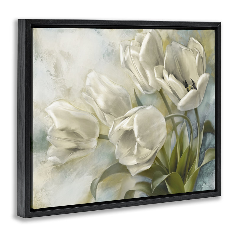 "Curling Tulip Blooms", art mural sur toile flottante par Iorg Levashov, H 17 po x l 21 po, Noir, noir, noir, noir