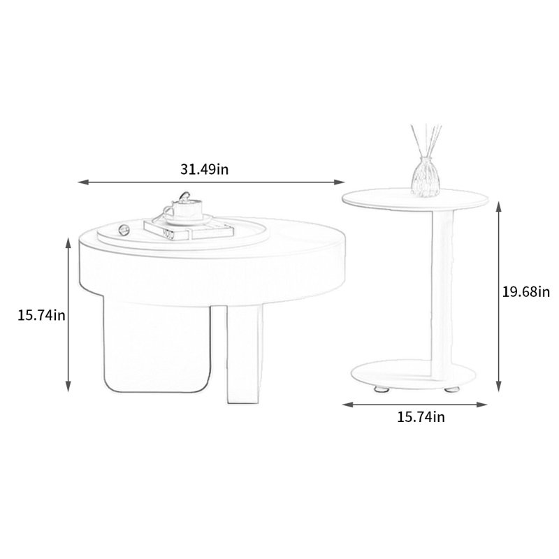 Table basse moderne de style crème, H 15,74 po x L 31,49 po x l 31,49 po