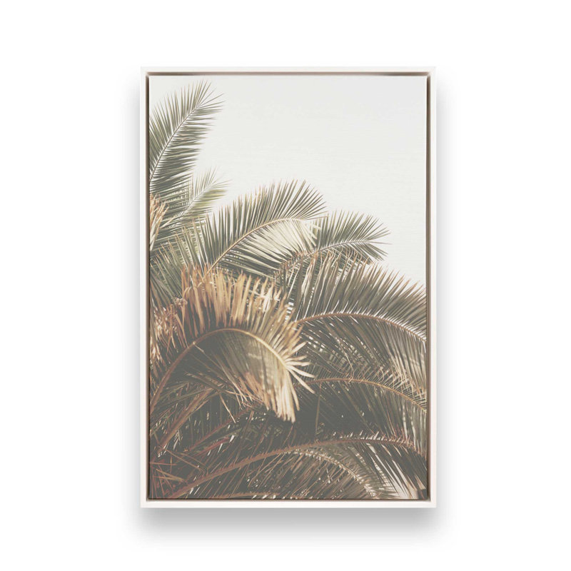 Impression sur toile Palm Grove Bliss, Cadre flottant blanc opaque, H 18,75 po x l 12,75 po x P 1,75 po