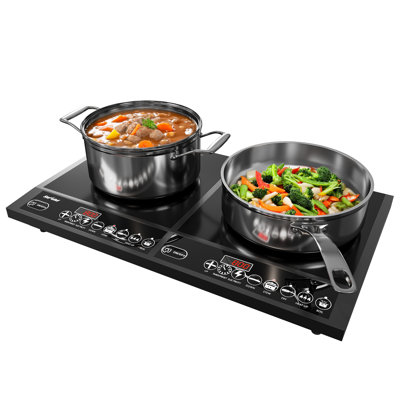 Plaque de cuisson à induction 1000W + 800W avec 2 brûleurs
