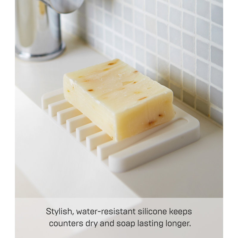 White Self-Draining Silicone Soap Tray