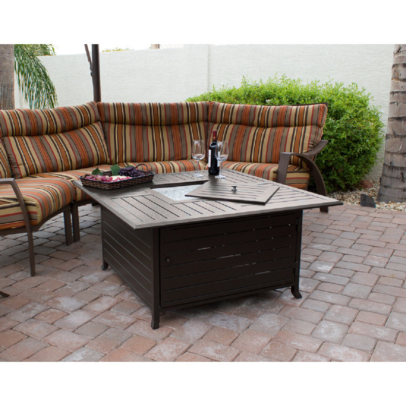 Jenese Square Aluminum Propane Smokeless Fire Pit Table with Hidden Fuel Tank