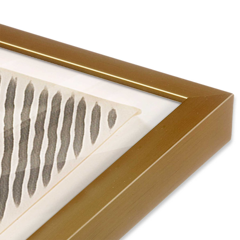 Illusion linéaire moderne IV, H 13,75 po x l 13,75 po, Cadre simple en or poli