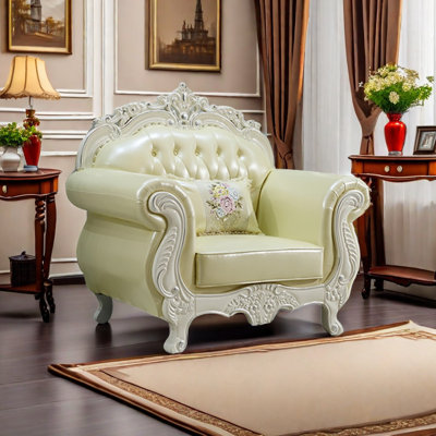 Fauteuil en cuir véritable capitonné de 51,1 po Thermopolis