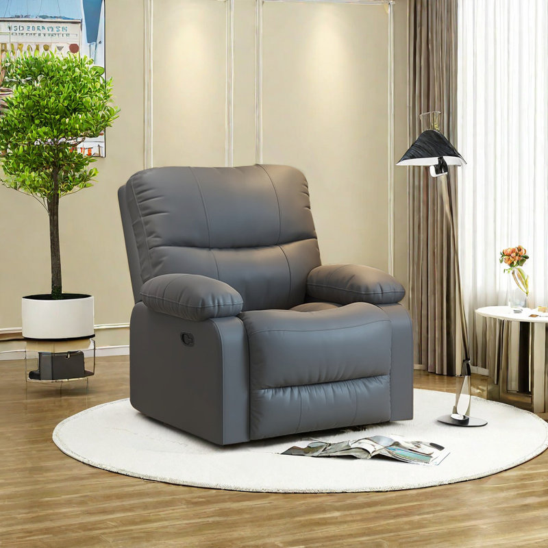 Fauteuil inclinable pivotant en faux cuir Stepha, Gris clair