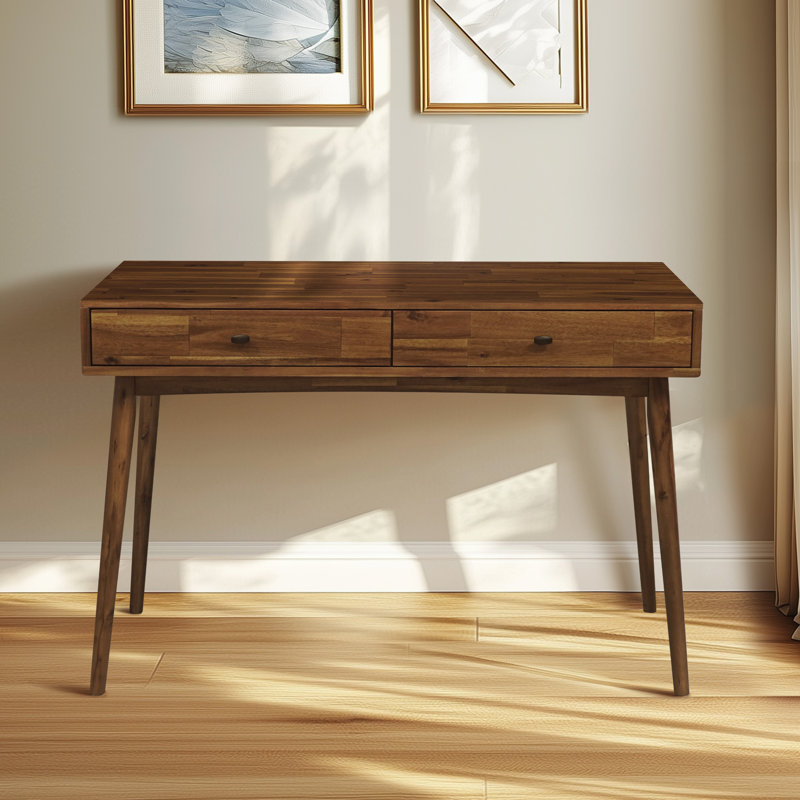 Bureau en bois massif avec tiroirs Acacia Lagom, Noyer