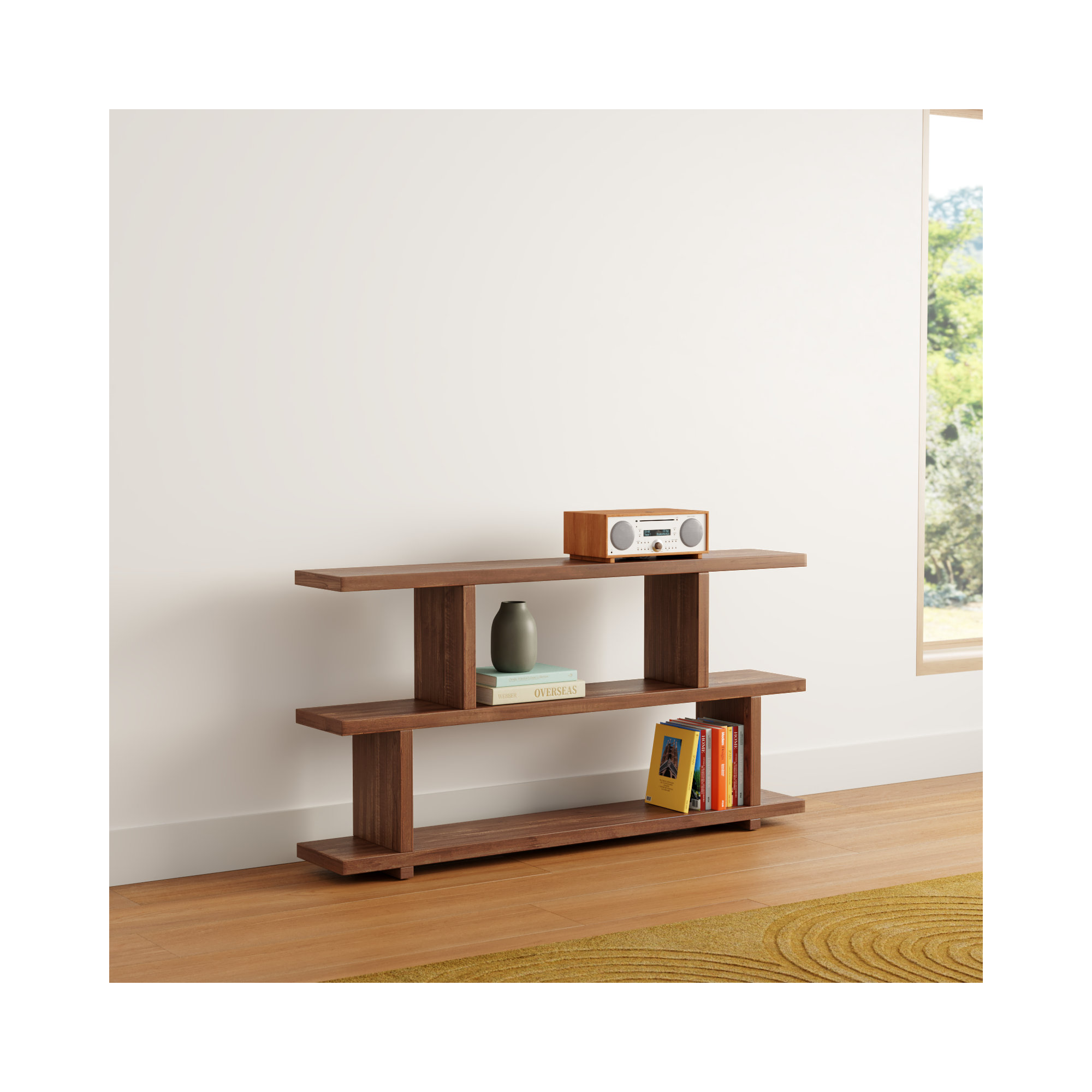 Annora Wide Bookcase, Walnut