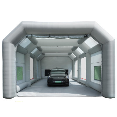Inflatable Paint Booth 33x16.5x11.5Ft with Air Filter System, Spacious Portable Garage Tent for Car Painting and Detailing