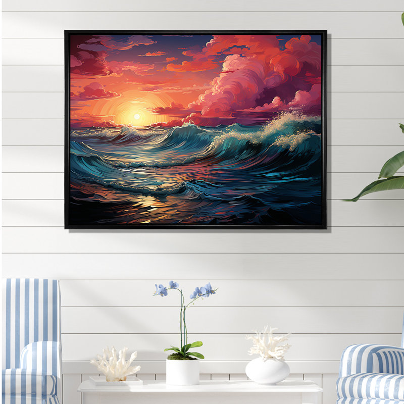 " Rainbow Beach Sunset I ", Black Floater Framed, 34" H x 44" W