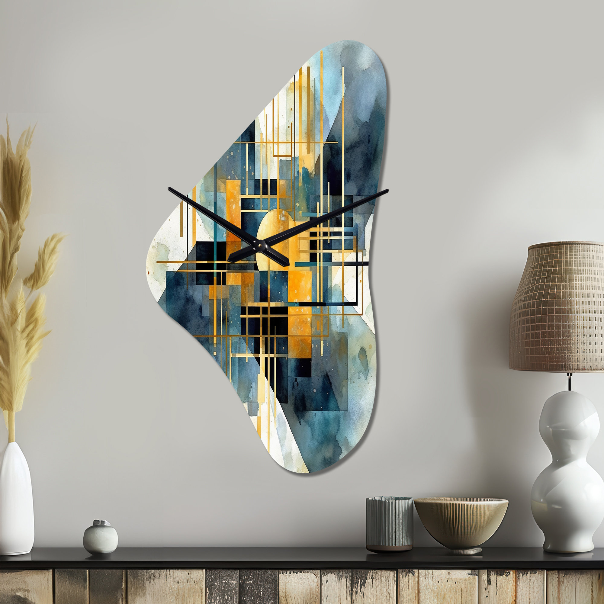 Design Art Gold Blue Abstracted Realities - Abstract Shapes Irregular ...