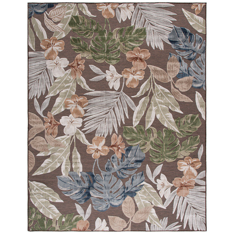 Tapis Cabana 407 à motif floral pour l'intérieur et l'extérieur, Rectangle 8' x 10'