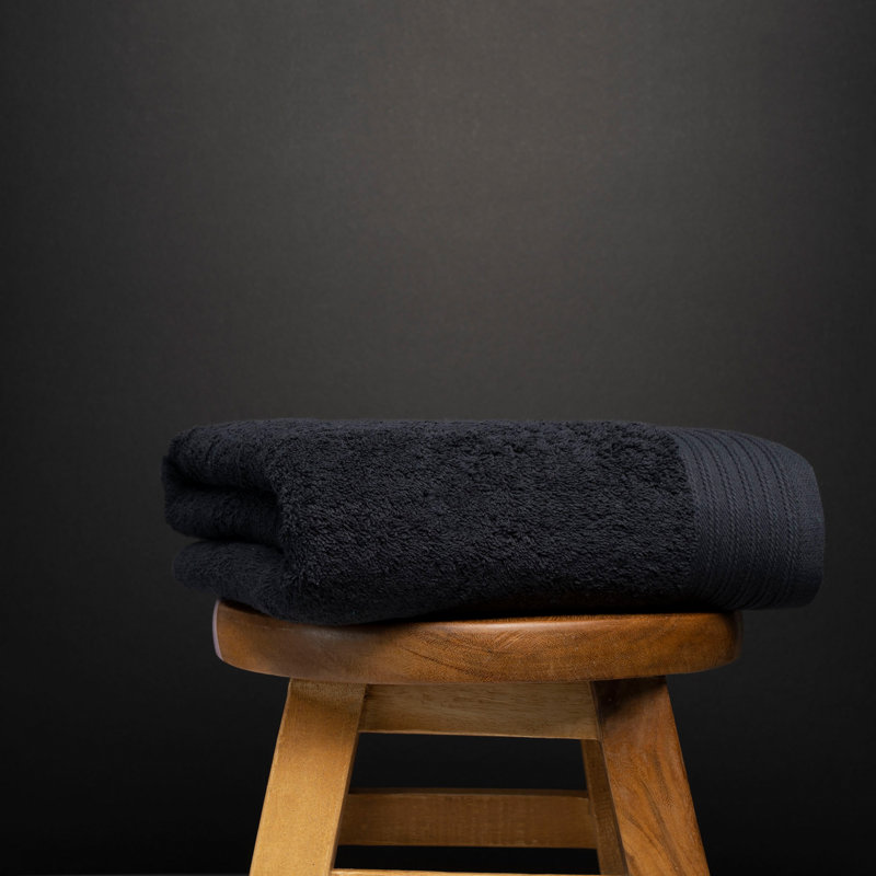 Ensemble de serviettes 8 pièces 100% coton Doncia, Noir / pétrole