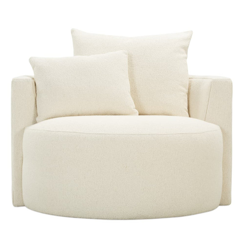 Leander Linen Swivel Barrel Chair, Bone White (107CR-43)