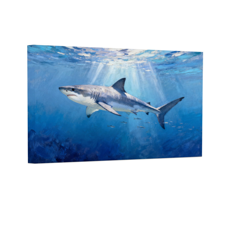 Animals Underwater Shark Swimming In Ocean Light, 16" H x 24" W