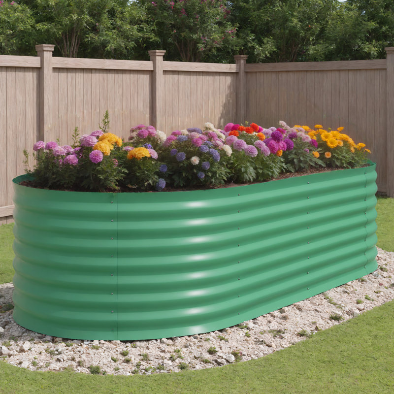 8x4x2ft Galvanized Steel Raised Garden Bed – 0.6mm Thick, Rust-Resistant, Weatherproof, Safety Edging, Easy Assembly – Outdoor Planter Box for Vegetables, Herbs, Flowers – Green, 240x120x60cm