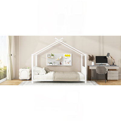 Lit plateforme simple en métal, blanc