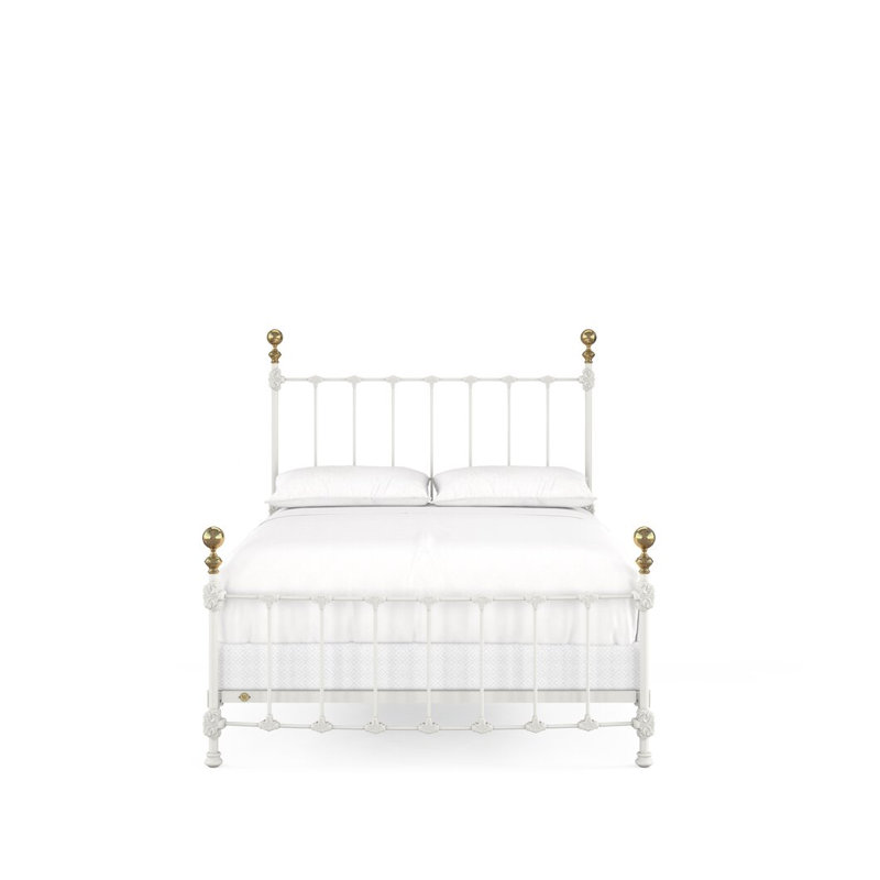 151 Palatial Bed | Complete Arched Foot, Queen, Matte White/Antique Gold