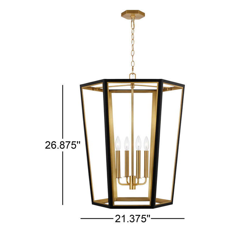 Curt 4 - Light Chandelier, Midnight Black/Burnished Brass