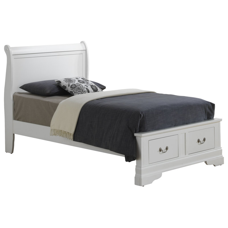 Lit simple avec rangement LouisPhillipe, noir, Lit simple, Noir