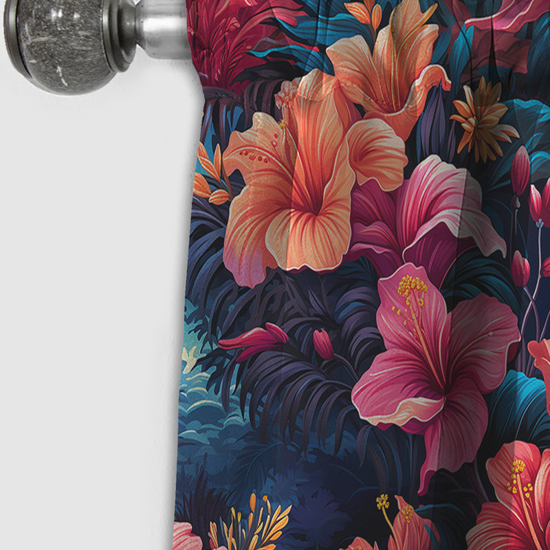 Starlit Paradise - motif tropical - rideau floral - rideau occultant floral - 1 panneau, L 52 po x L 95 po