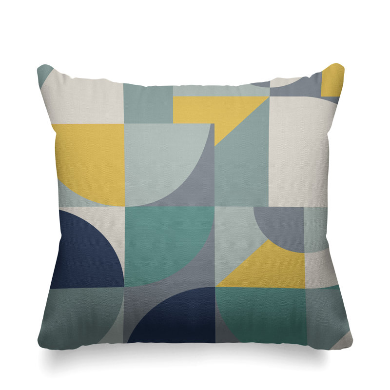 Housse et insert de coussin carré Den, H 15 po x l 15 po, Bleu sarcelle