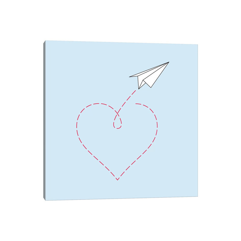 Paper Plane And Heart I - Square by Nouveau Prints - Wrapped Canvas Gallery-Wrapped Canvas Giclée