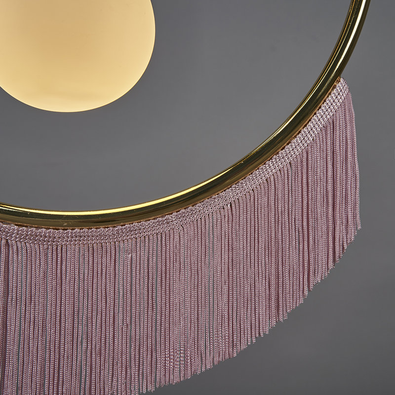 1 - Light Polished Brass Unique/Statement Pendant, Pink