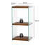 Bibliothèque moderne avec tablettes 100% verre trempé, structure en bois massif, 15,7 x 31,5 x 13,8 pouces | Finition naturelle élégante | Démonté pour un assemblage facile | Parfait pour le bureau personnel, le salon et les espaces d'étude-800977762