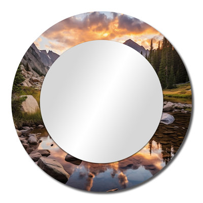 Colorado Mountain Serenity III – Green Modern Large Wall Mirror, Metal Print