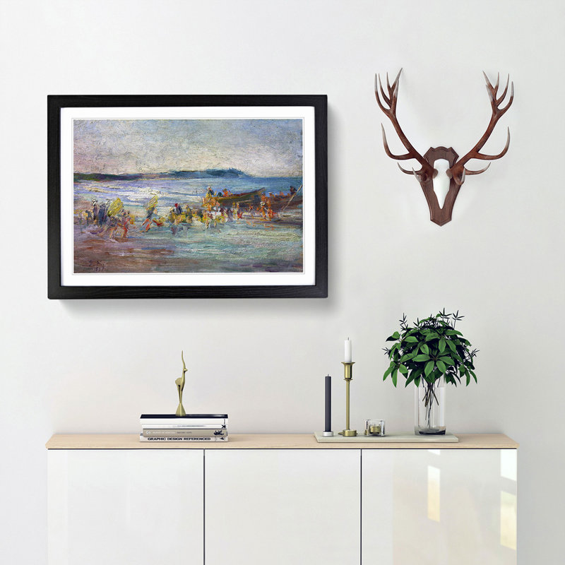 Fishing Boats by Kuroda Seiki - Picture Frame Painting Print, Black Framed, 27cm H x 36cm W x 2cm D