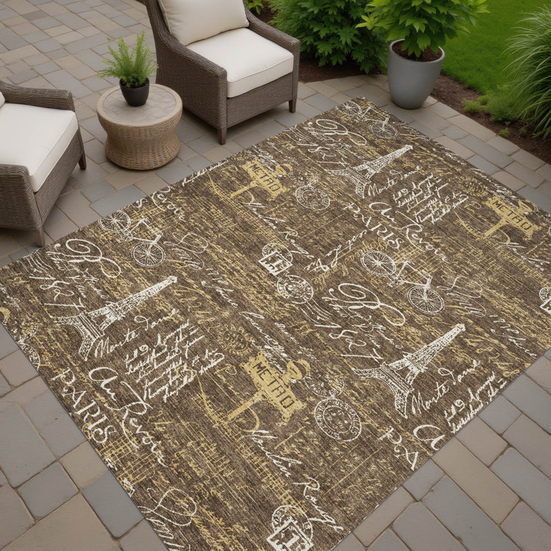 Machine Washable Indoor/Outdoor Chantille ACN2639 Novelty Rug, 10' x 14', Chocolate