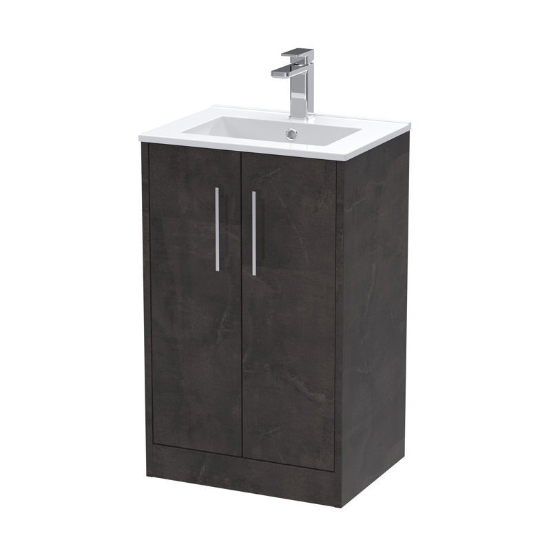 Juno 500mm Single Bathroom Vanity with Integrated Vitreous China Basin, Metallic Slate