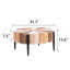 Table basse rustique en bois manufacturé en forme de fleur avec pieds en métal, centre de table rétro vieilli de 31,7 po de diamètre