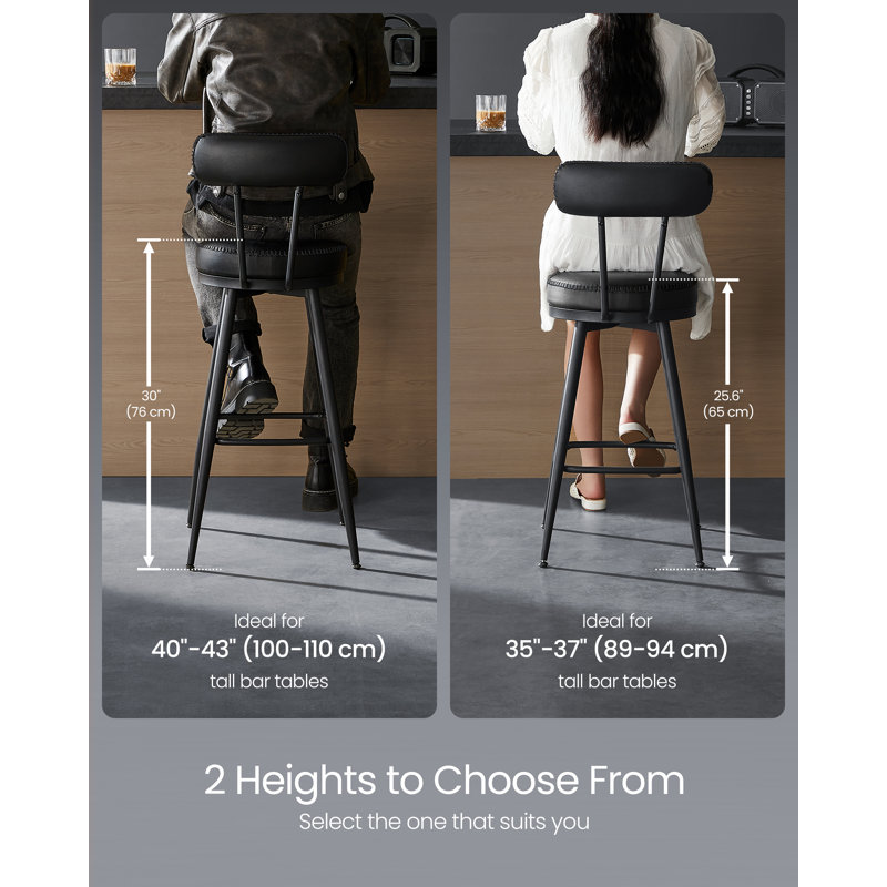 Swivel Upholstered Counter Stool with Metal Frame