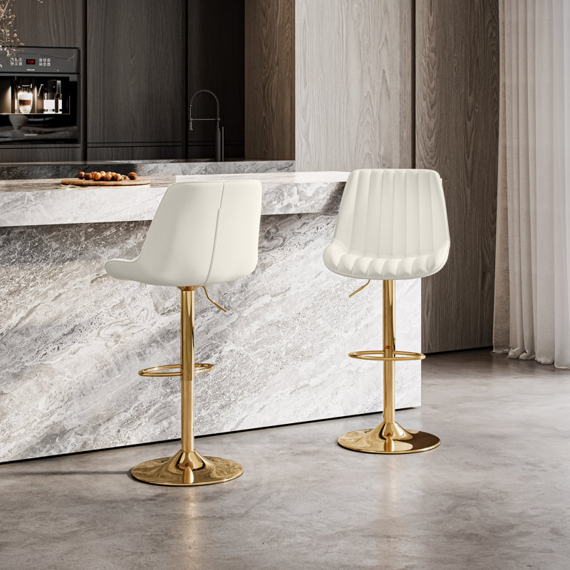 Fausley Upholstered Adjustable Height Counter Stool, White