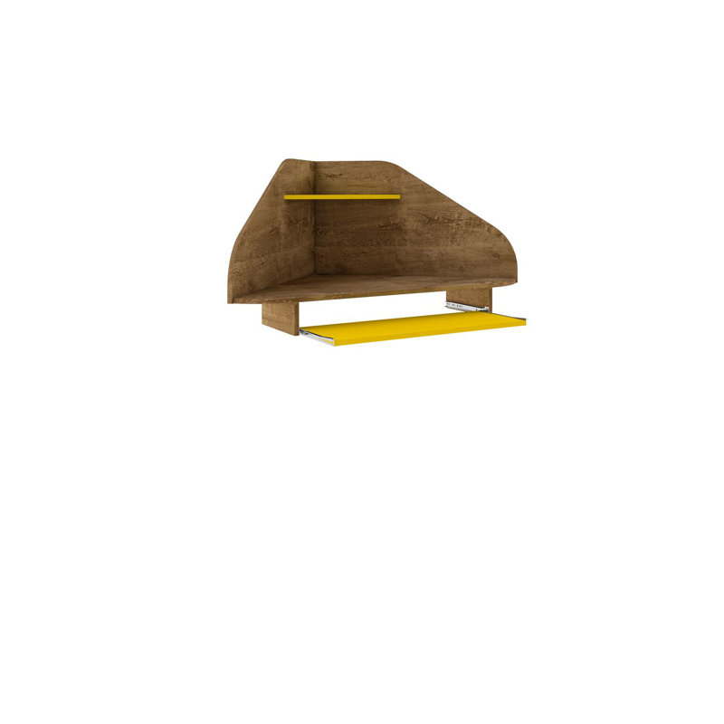 Bureau en coin Bradley Mid-Century, Brun rustique / jaune