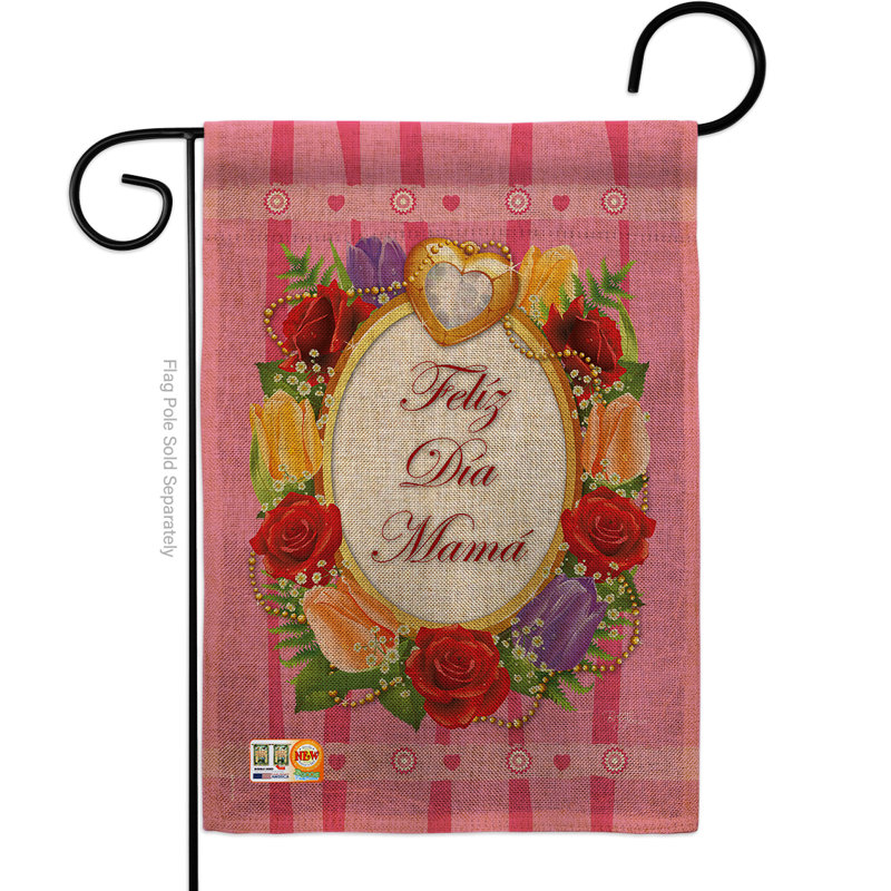 Felíz día mamá impressions 2 côtés en toile jute 18,5 x 13 po drapeau de jardin