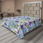 Bleu, violet, vert paon / floral